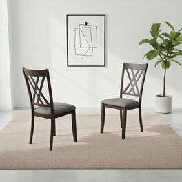 Kadyn - Set of 2 Linen Upholstered Wooden Dining Chairs with Rubberwood Frame for Dining Room - Gray