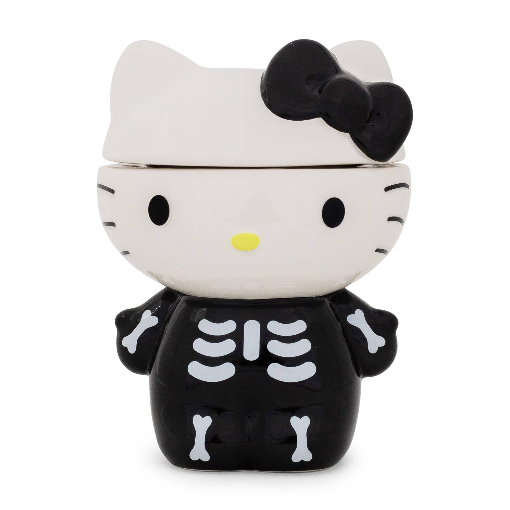 Front. Silver Buffalo - Sanrio Hello Kitty Skeleton 6-Inch Ceramic Snack Jar.