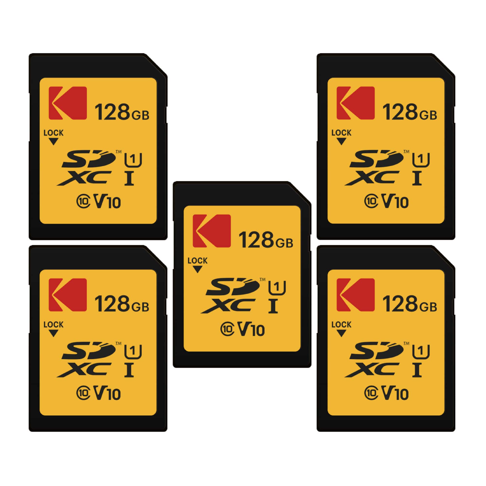 Kodak - 128GB SD Class 10 UHS-I U1 V10 Full HD Memory Card (5-pack) bundle