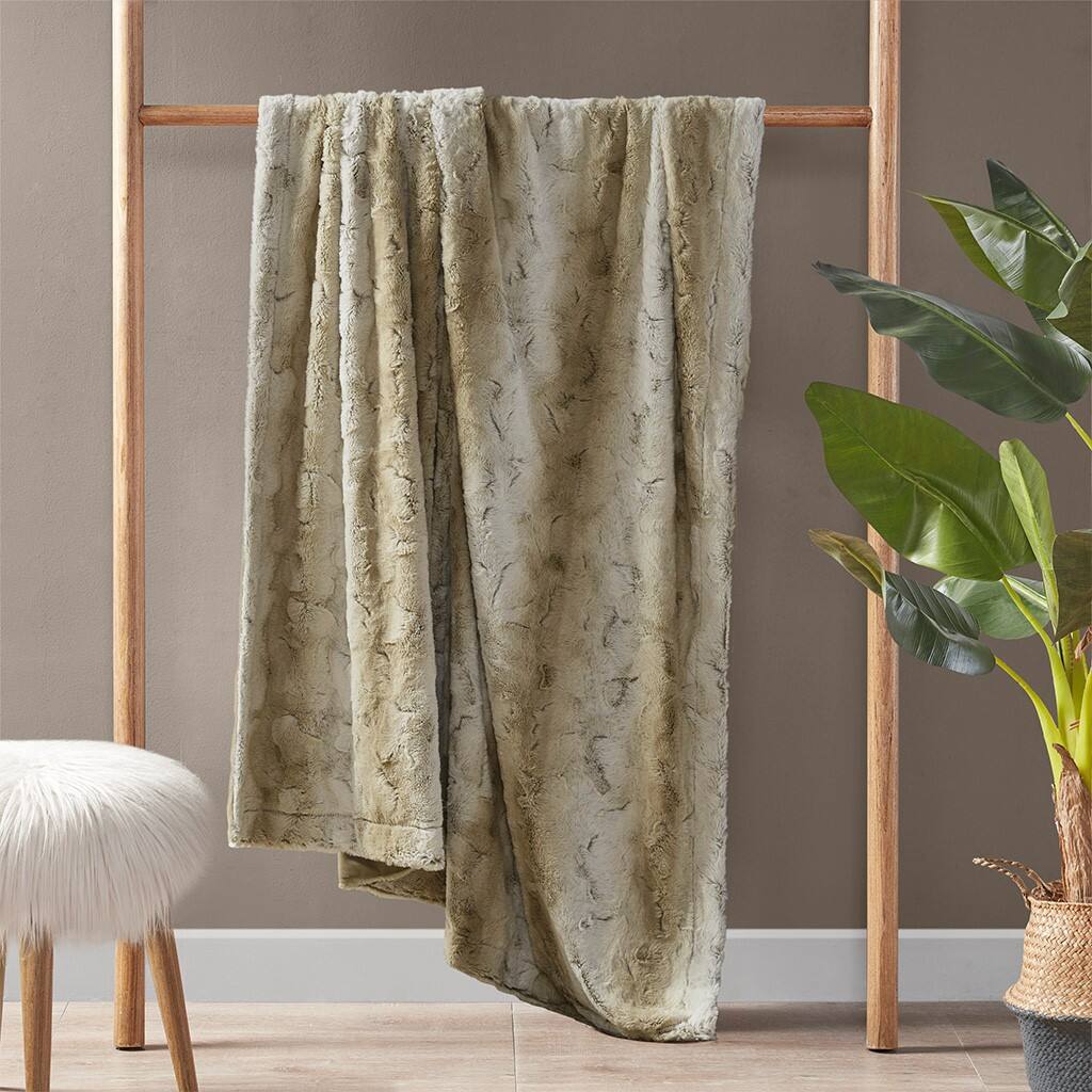 Alt View 2. Gracie Mills - Gracie Mills Shawn Brushed Faux Fur to Mink Oversized Throw - Sand.