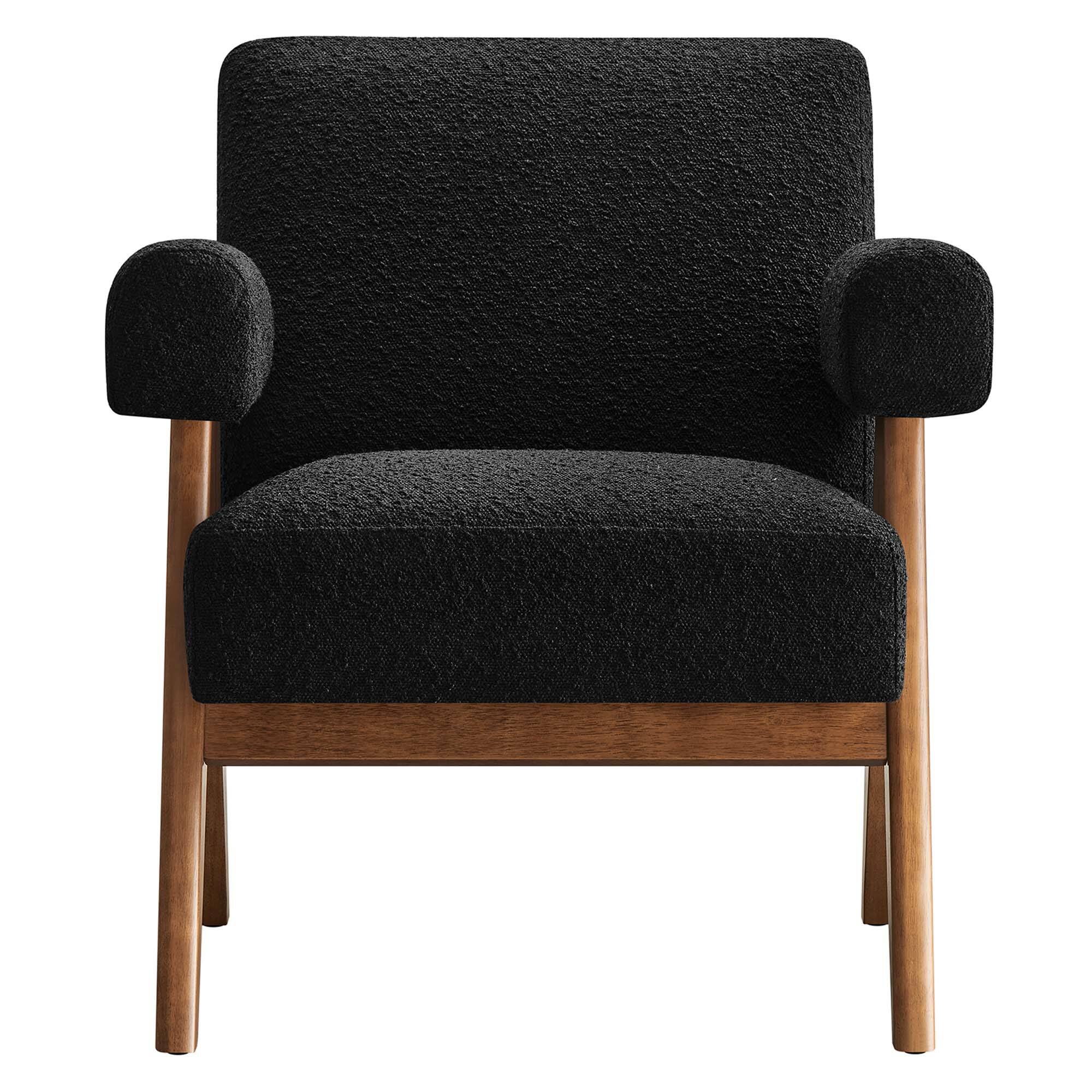 Alt View 2. Modway - Lyra Boucle Fabric Armchair by Modway - Black.