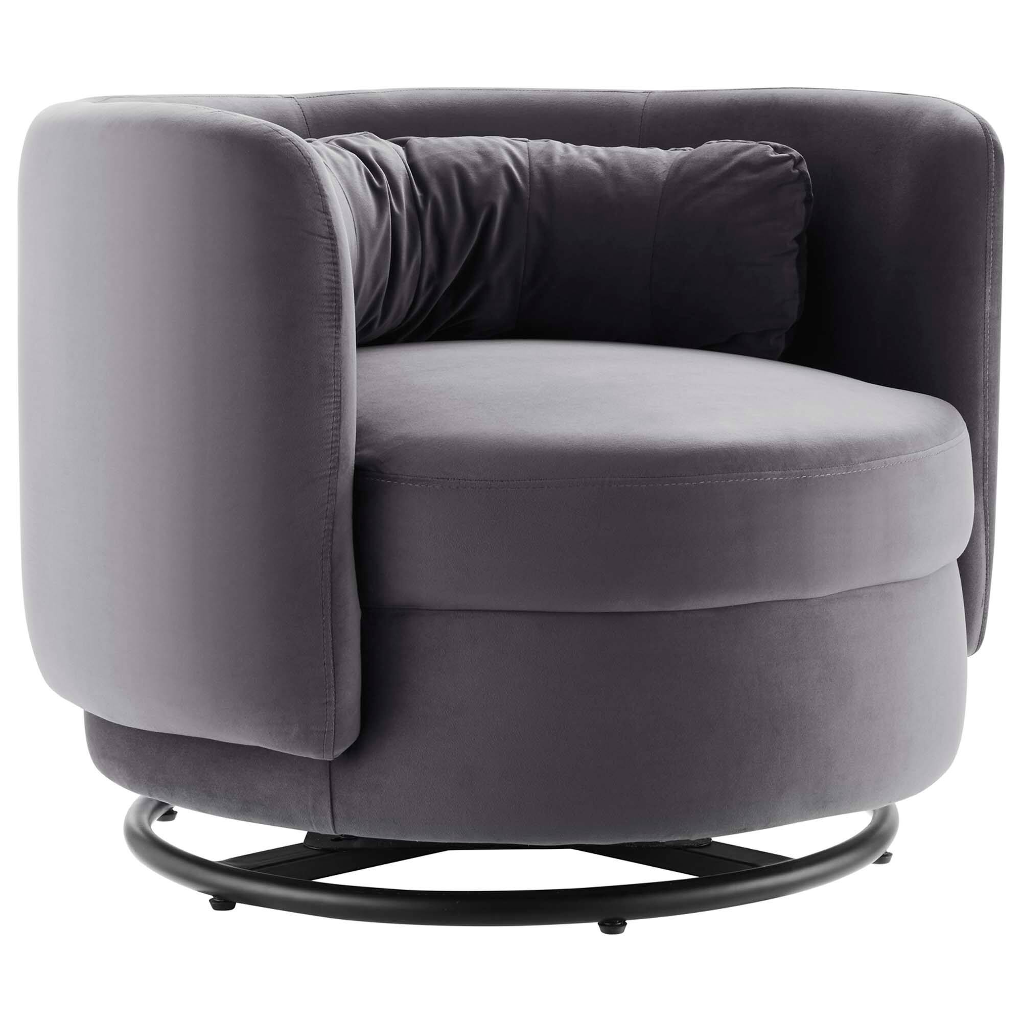 Angle. Modway - Relish Performance Velvet Swivel Chair by Modway - Black Gray.