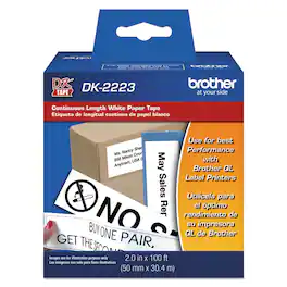Brother - DK2223 2 in. x 100 ft. Continuous Paper Label Tape - Black/ - White