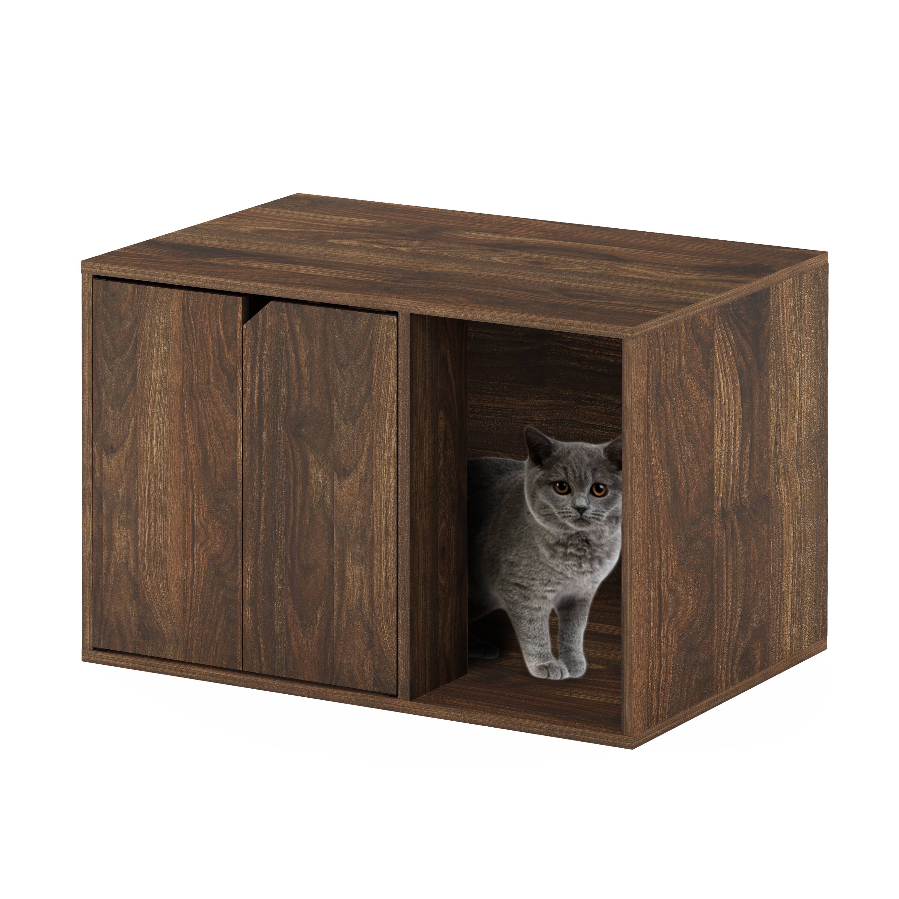 Alt View 5. Furinno - Peli Small Litter Box Enclosure - Columbia Walnut.