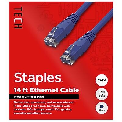 TECH Staples
14 ft Ethernet Cable
Everyday Use - up to 1 Gbps
Deliver fast, consistent, and secure internet in the office or at home. Compatible with modems, PCs, laptops, smart TVs, gaming consoles, and other devices.
CAT 6
RJ45 to RJ45
BLUE