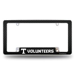 Rico Industries - Tennessee Volunteers Chrome Metal License Plate Frame with Carbon Fiber Design - Multi