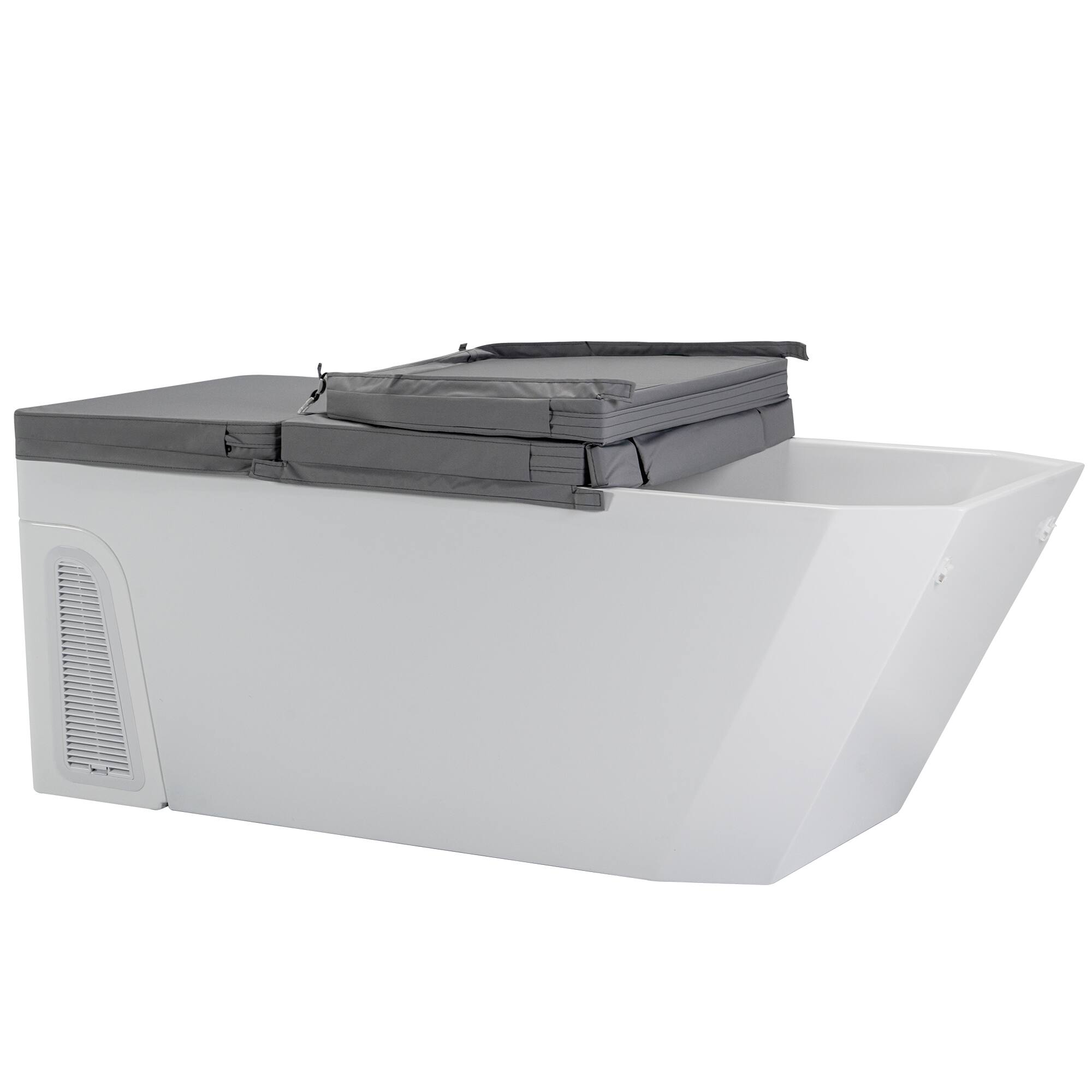 Back. Empava - 77 in. x 31.5 in. Cold Plunge Freestanding Bathtub 2 Jets Ice Bath W/ Ozone Sterilization - Chiller - Heater in White - White.