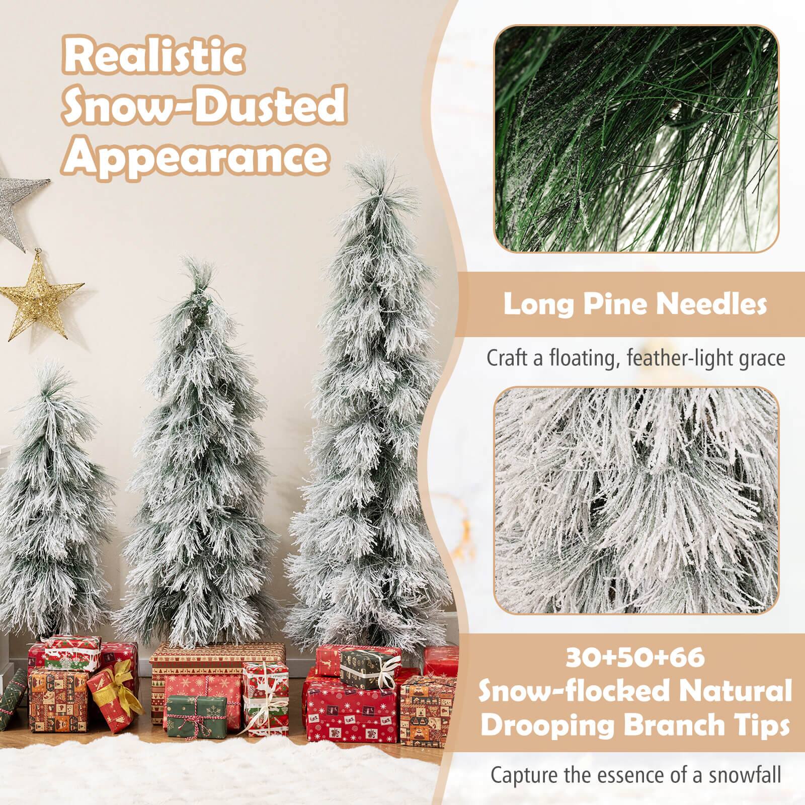 Realistic Snow-Dusted Appearance

Long Pine Needles
Craft a floating, feather-light grace

30+50+66 Snow-flocked Natural Drooping Branch Tips
Capture the essence of a snowfall