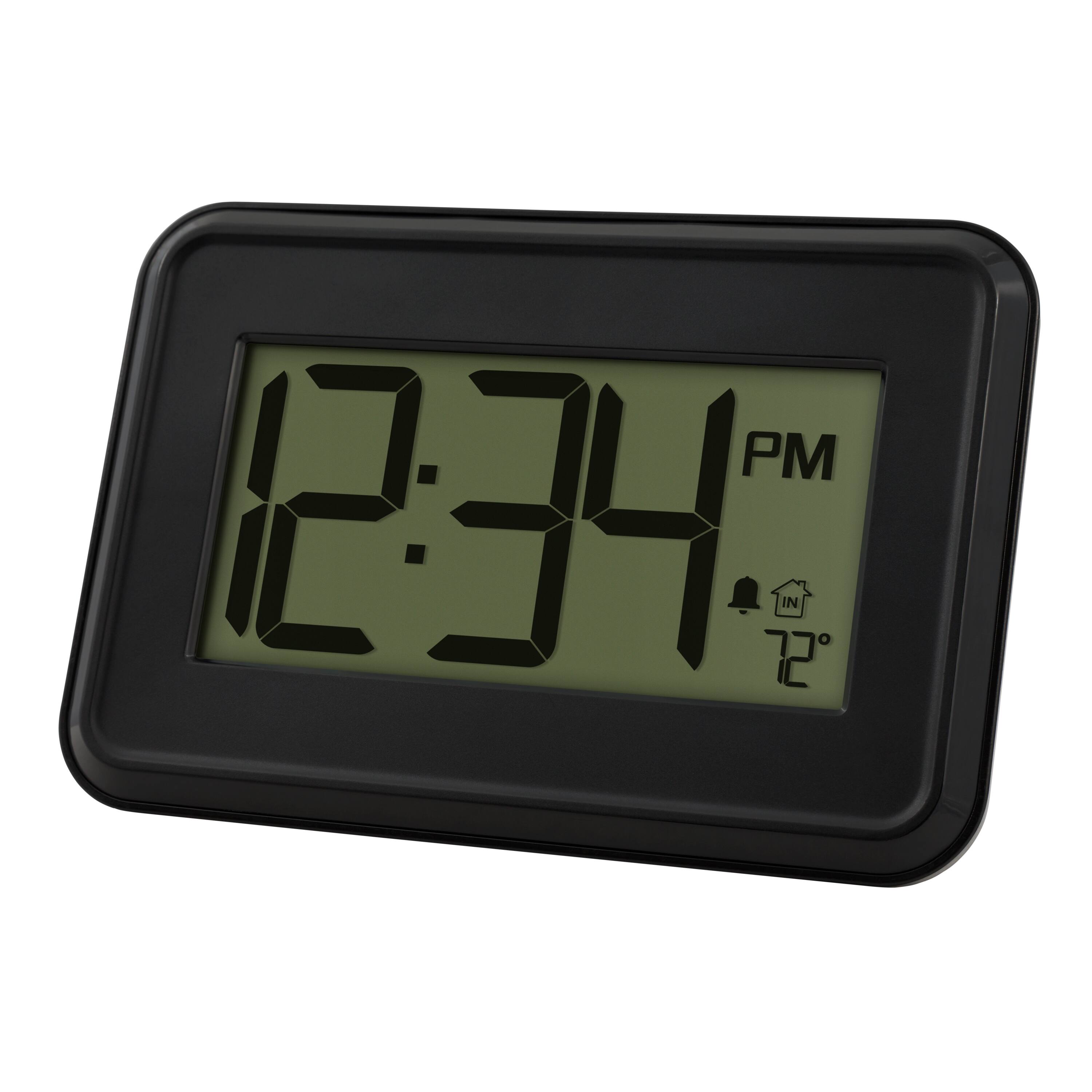 Left. La Crosse Technology - MainStays Basic Wall/Table Digital Clock with Countdown Timer - Black.