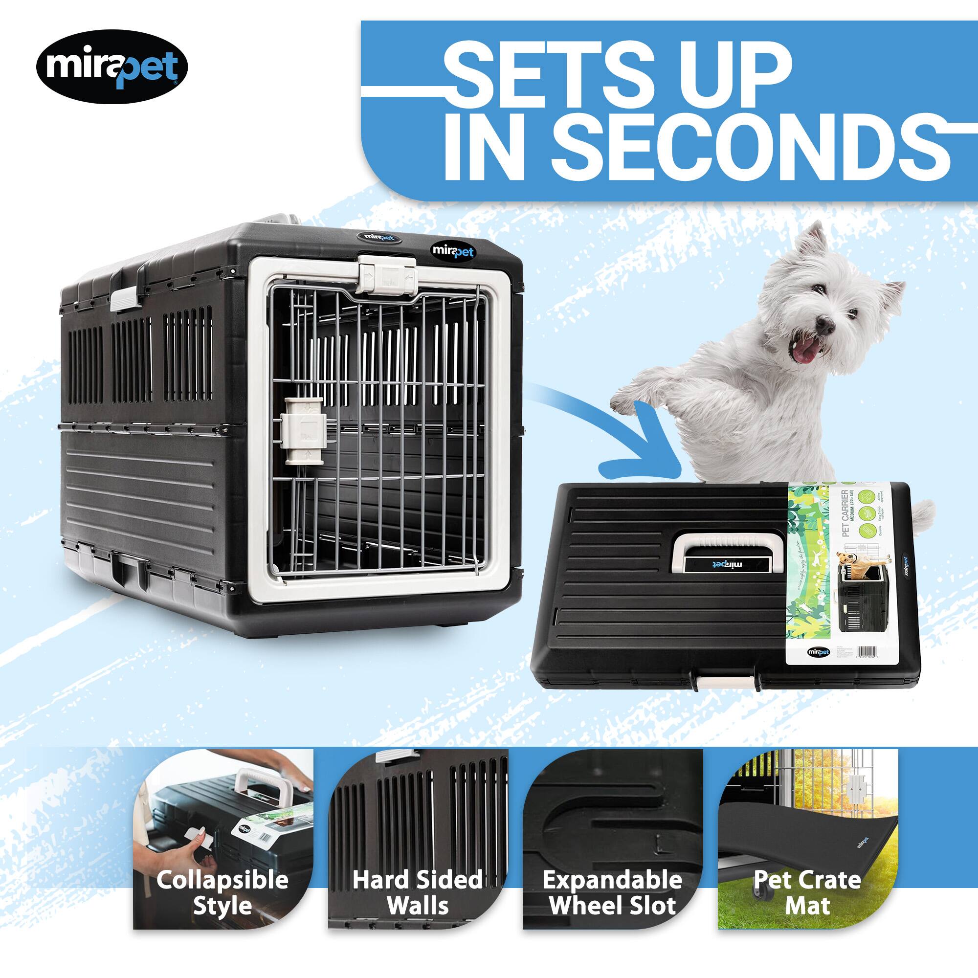 mirpet SETS UP IN SECONDS -e 1 mirpet V 3 sociumu mingar Collapsible Style Hard Sided Expandable Walls Wheel Slot Pet Crate Mat