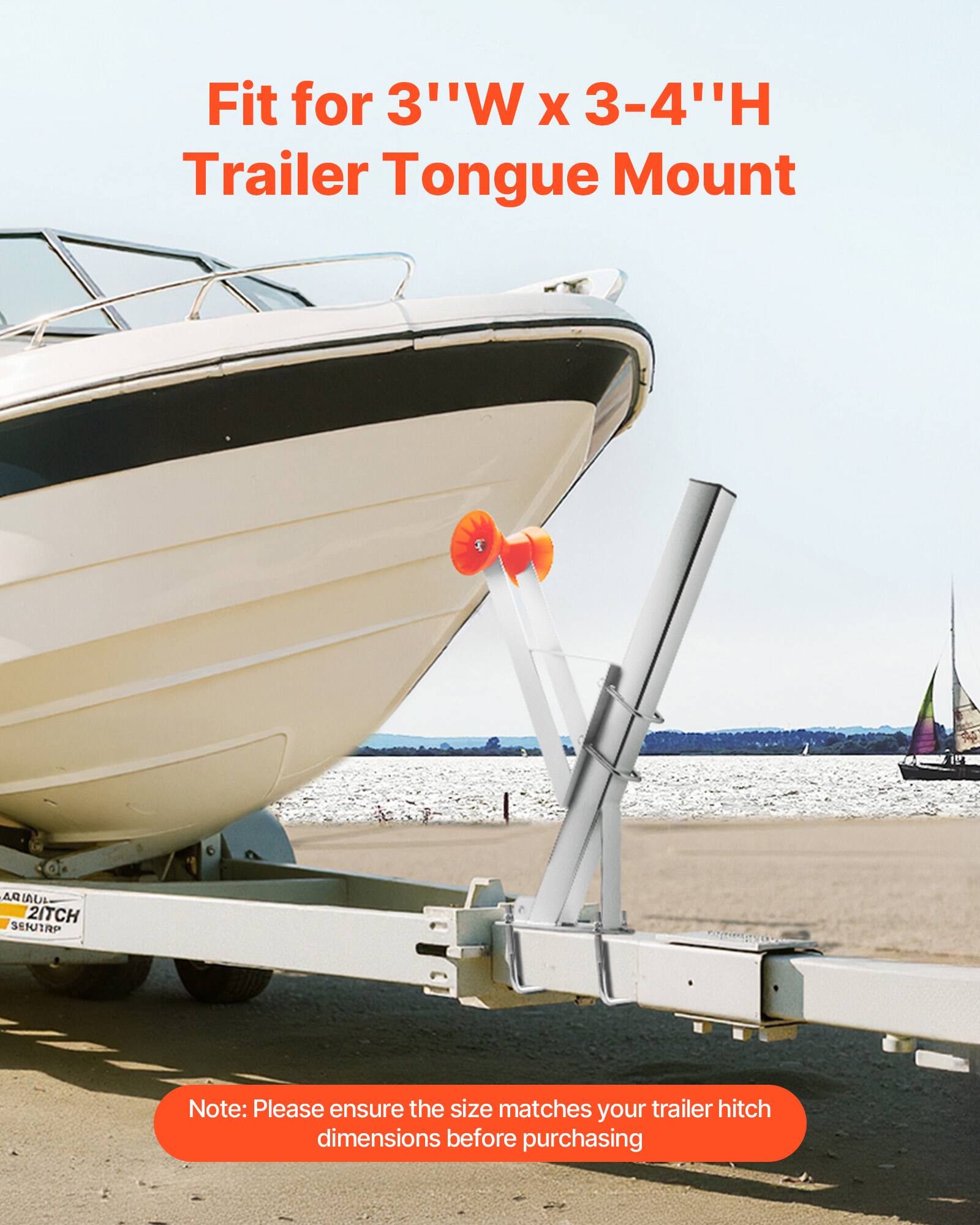 Fit for 3"W x 3-4"H Trailer Tongue Mount

Note: Please ensure the size matches your trailer hitch dimensions before purchasing