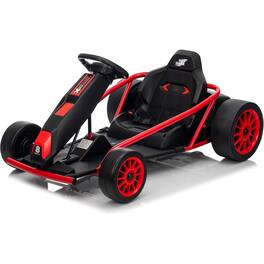 GARVEE - 24V Electric Drift Go Kart for Kids Ages 8–12, Dual 300W Motors, 8.1MPH Racing Car, 9Ah Battery, Music, Horn, Seatbelt - Red
