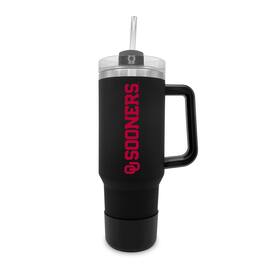 The Fanatic Group - Oklahoma Sooners 40oz. Stainless Tumbler with Handle & Removable Straw - Black