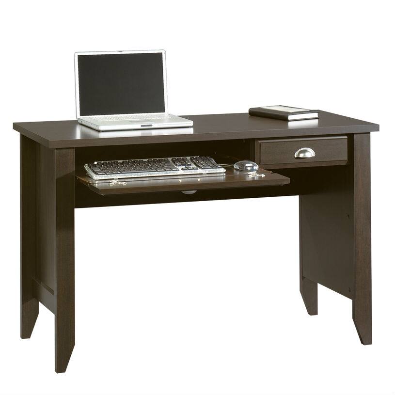 Front. Hivvago - Computer Desk with Keyboard Tray in Dark Brown Mocha Espresso Wood Finish - brown.