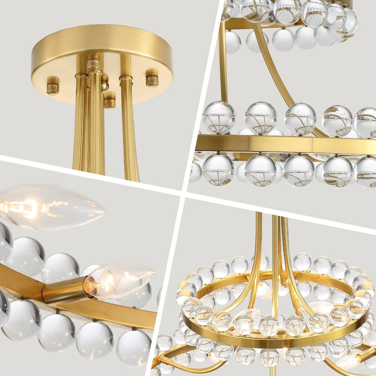 Alt View 3. Loheer - Loheer 27 Inch Crystal Ball Chandelier Bronze Modern Pendant Light for Dining Room and Living Room.