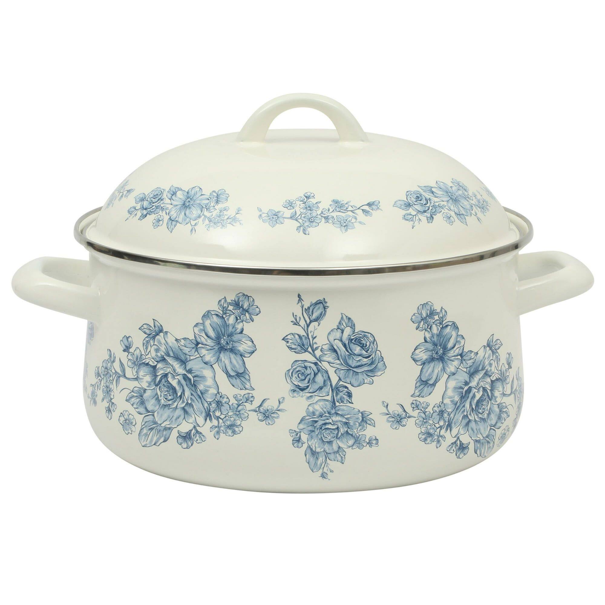 Front. Mirfee - 6-Quart Enamel-on-Steel Dutch Oven, Blue - cream-coloured.