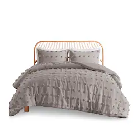Gracie Mills - Eloise Clip Jacquard Comforter Set - Gray