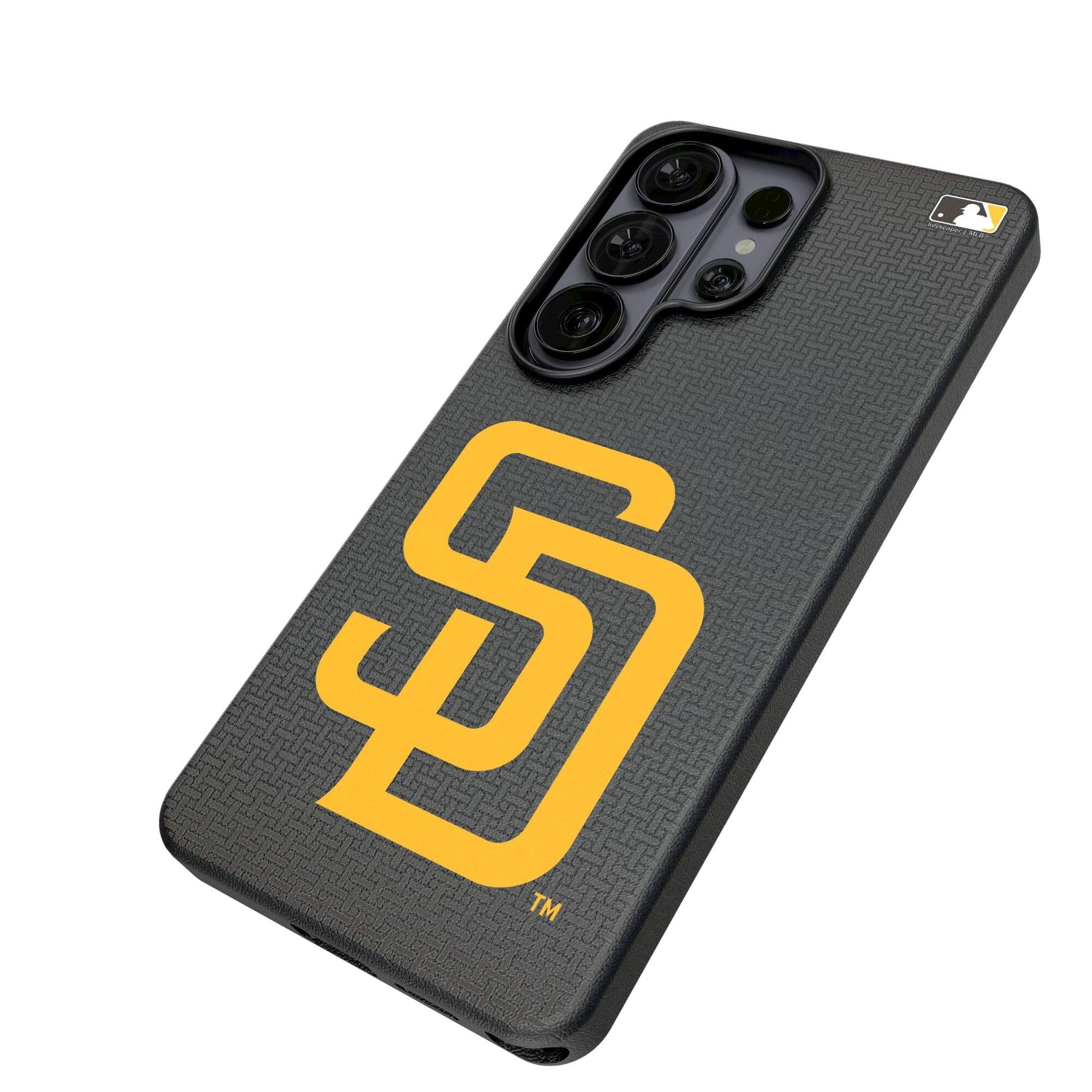 Alt View 1. Keyscaper - San Diego Padres Linen Galaxy Magnetic Bump Case - S25 Ultra - Black.