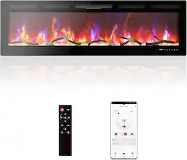 Acekool - 60 in Electric Fireplace, Recessed and Wall Mounted Linear Electric Fireplace