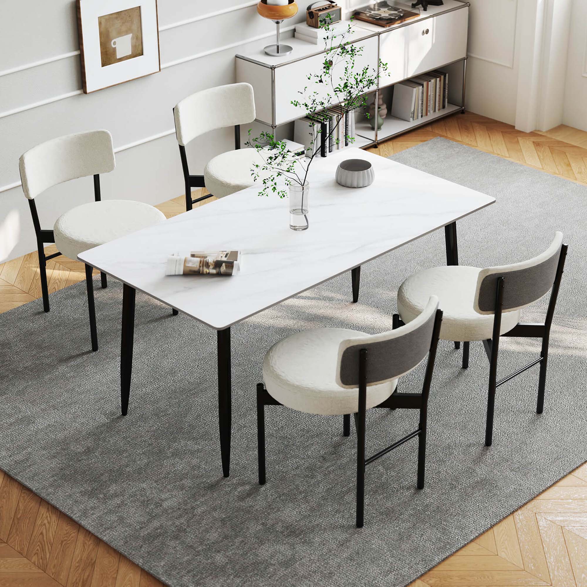 Alt View 3. Costway - Costway Dining Chair Set of 2 with Curved Backrest Padded Seat & Metal Legs for Dining Room White - White.