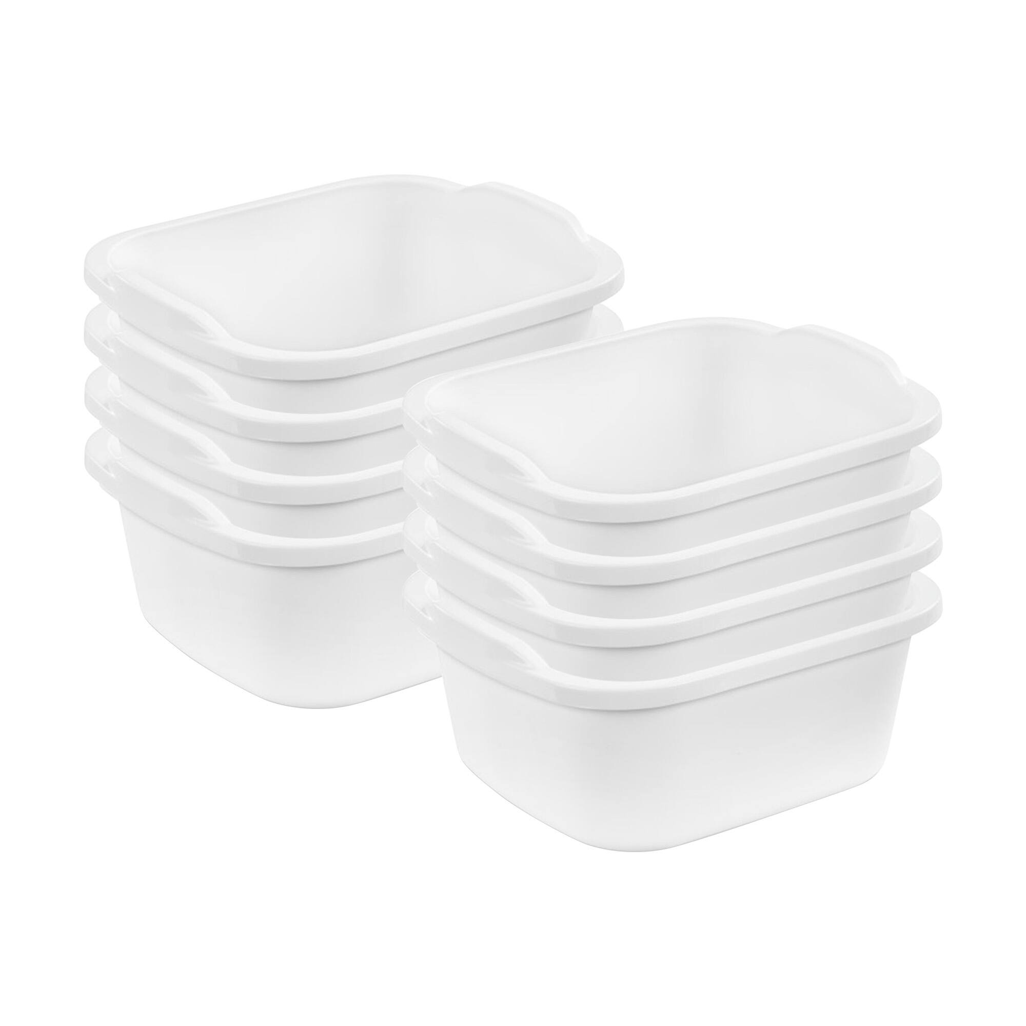 Front. Sterilite - Sterilite 12 Quart Durable Reinforced Plastic Kitchen Dishpan w/ Handles, 8 Pack - White.