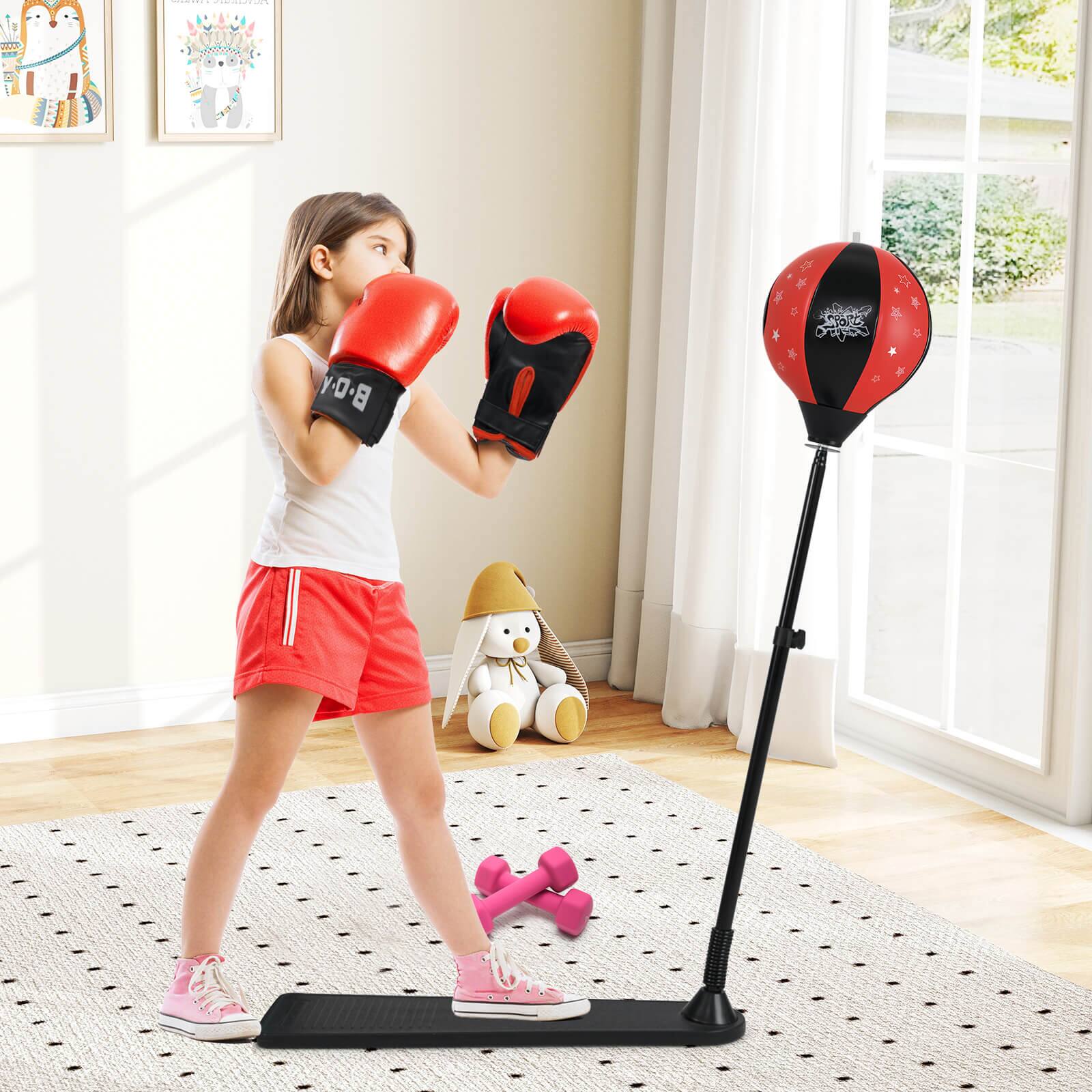 Alt View 4. Costway - Costway Punching Bag for Kids with Gloves and Adjustable Height for Boys and Girls - Black,Red.