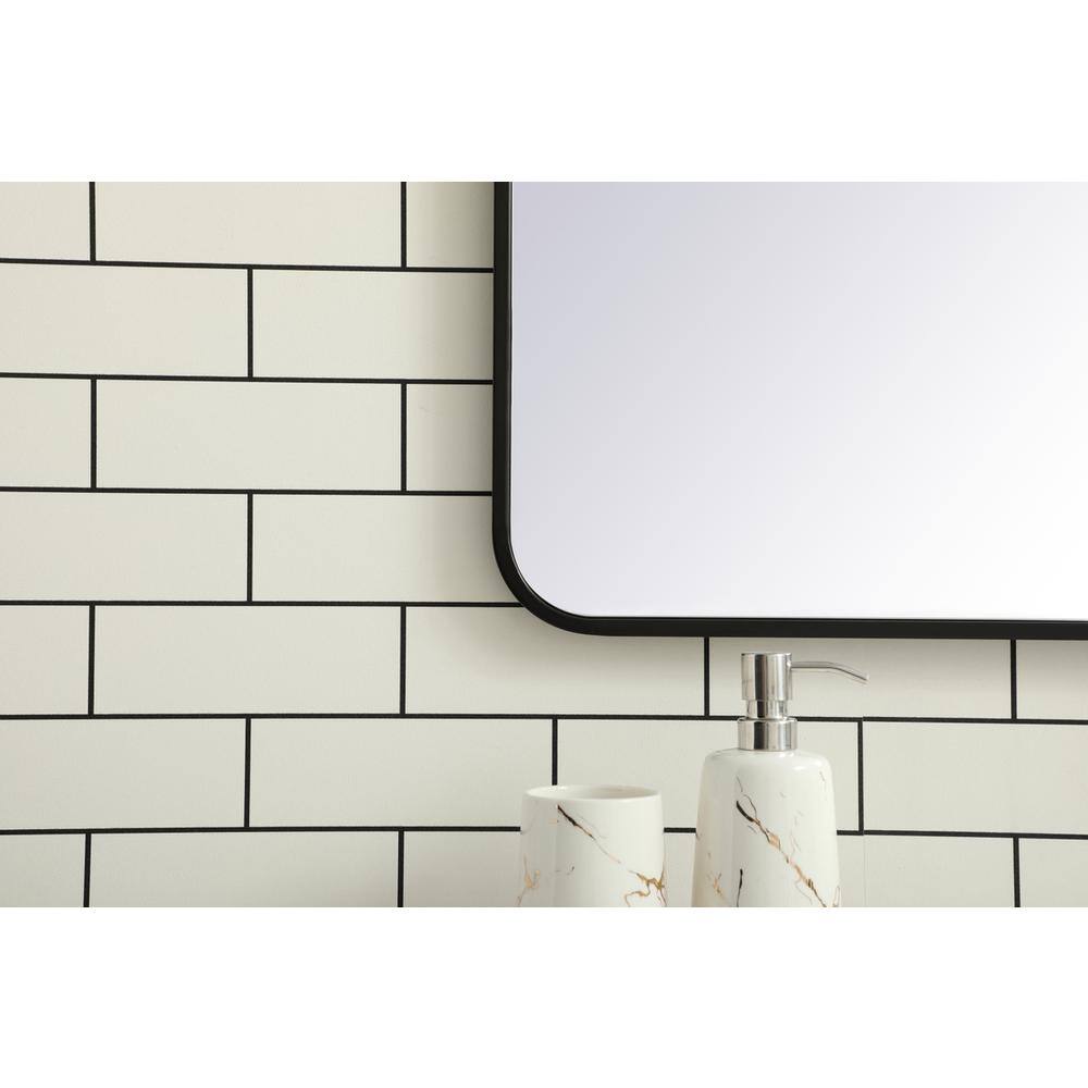 Alt View 3. Elegant Decor - Soft corner metal rectangular mirror 30x40 inch in Black - Black.