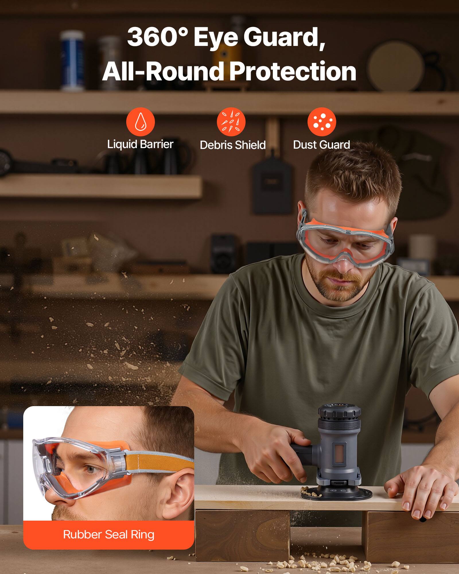360° Eye Guard, All-Round Protection

- Liquid Barrier
- Debris Shield
- Dust Guard

Rubber Seal Ring