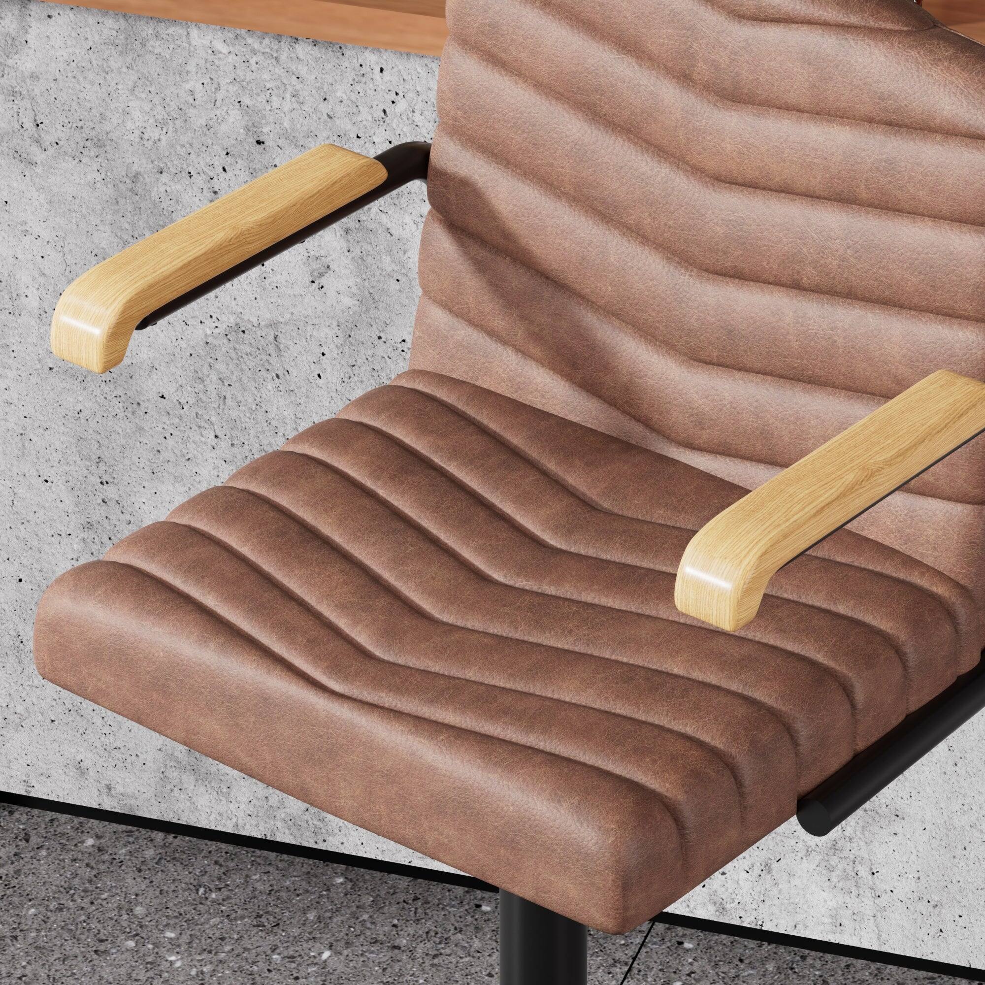 Angle. Vecelo - Set of 2 PU Leather Bar Stool with Adjustable Height - Brown Swivel Bar Stool with Footrest - Brown.