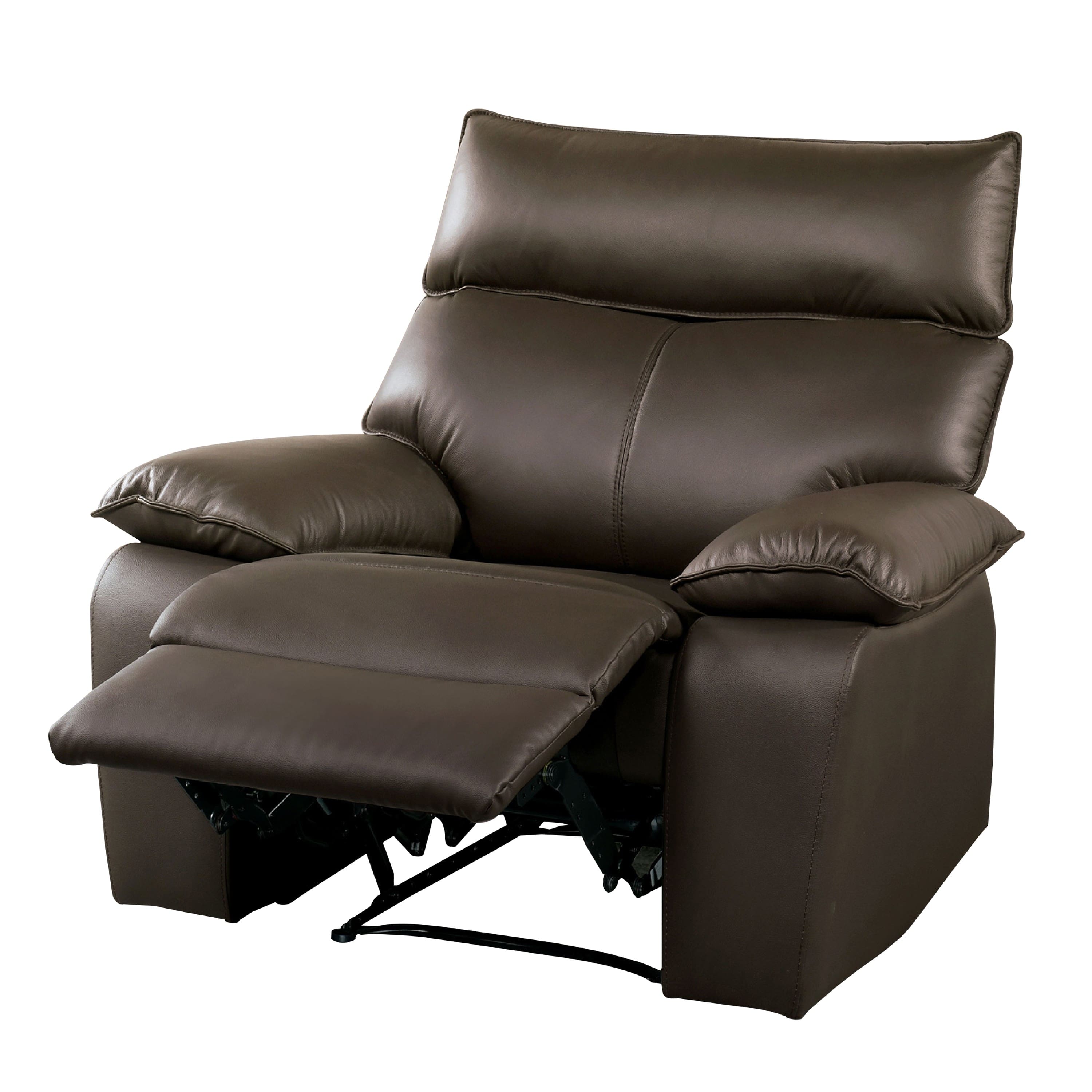 Manhattan Lane - Ozy Manual Recliner Chair, Pillow Top Arms - Dark Brown, Black
