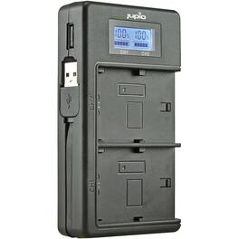 Jupio - USB Dedicated Duo Charger LCD for Sony NP-FM50, NP-F550/F750/F970