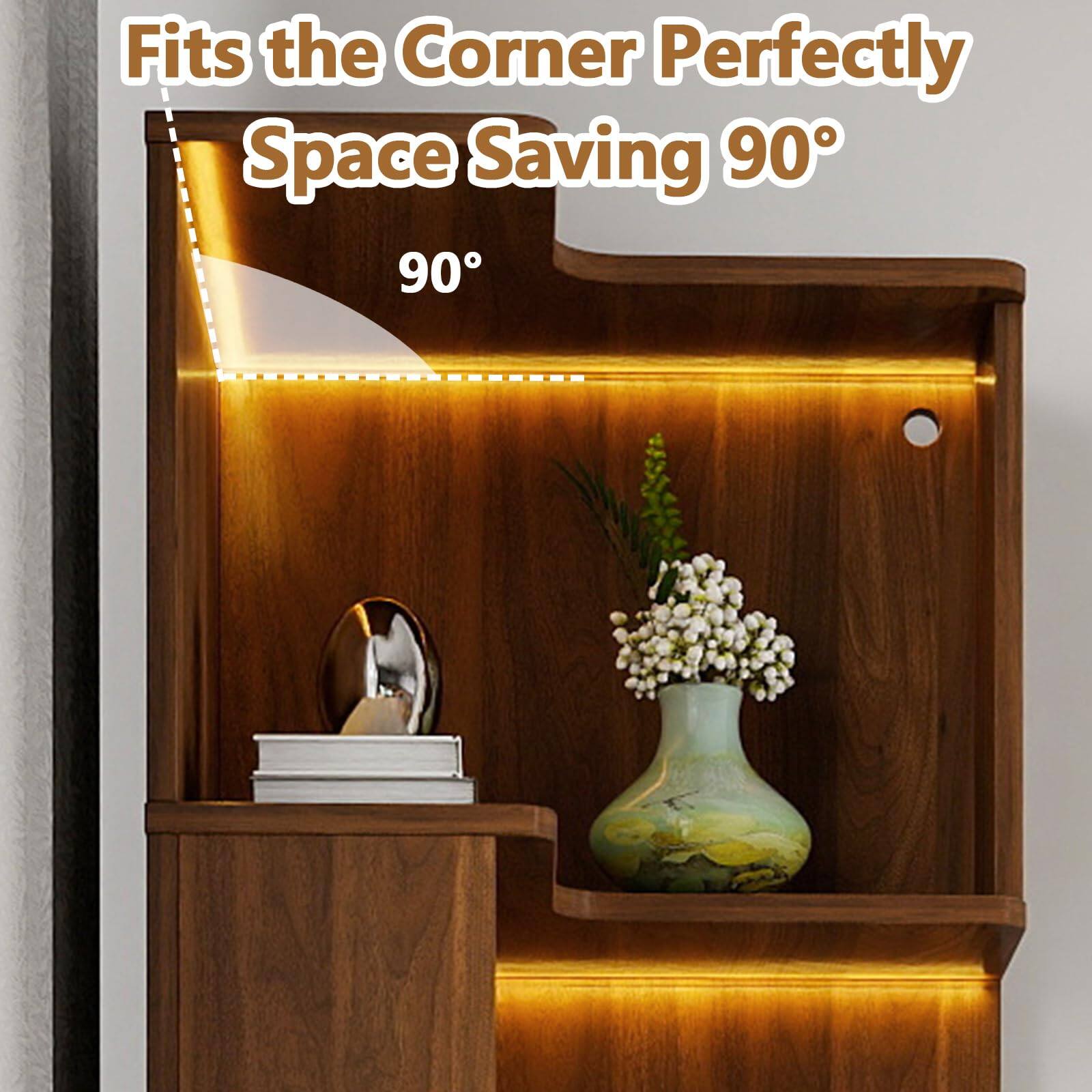 Fits the Corner Perfectly  
Space Saving 90°