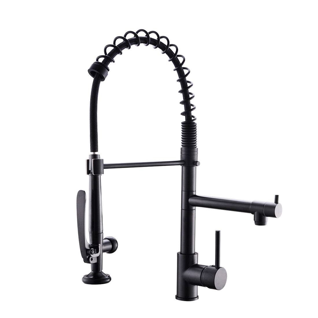 Front. Boyel Living - Matte Black Dual Function Single Handle No Sensor Gooseneck Pull Down Sprayer Kitchen Faucet - Matte Black.