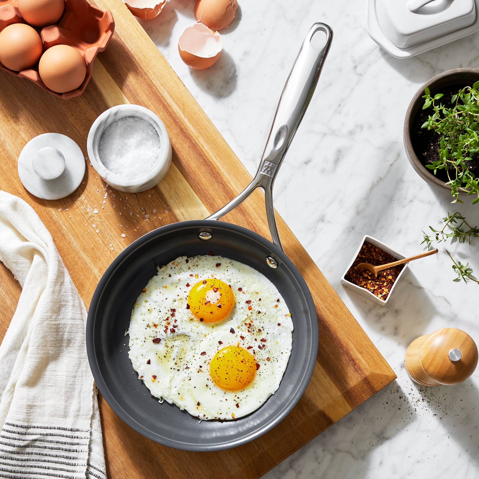 Alt View 1. ZWILLING - ZWILLING Energy Plus 8-inch Stainless Steel Ceramic Nonstick Fry Pan - Stainless Steel.