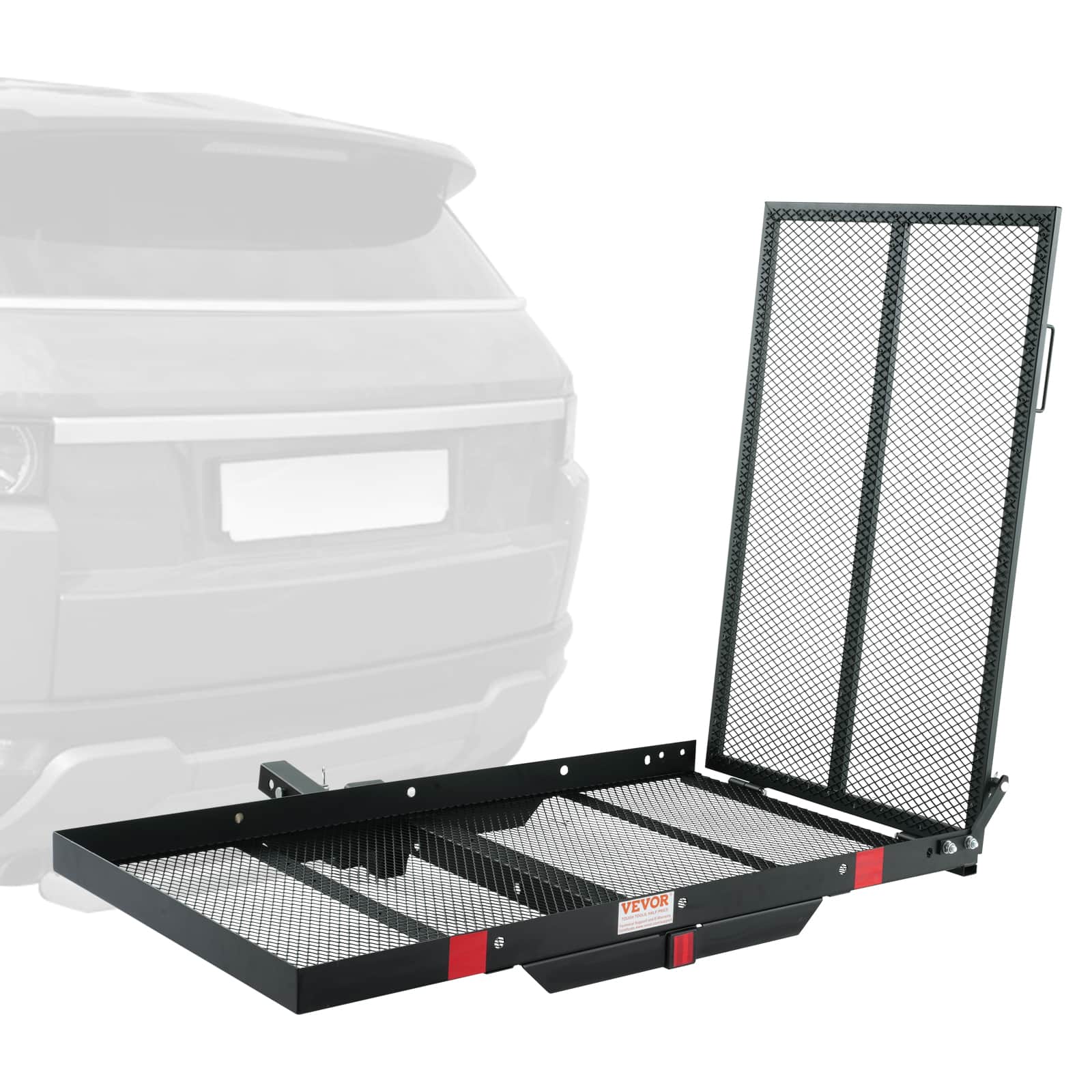 "VEVOR - Hitch Mount Cargo Carrier, 45.3"" x 25.6"" Iron Hitch Cargo Rack with Folding Ramp, with Stabilizer and Straps - Black" price history on PriceWatchPro