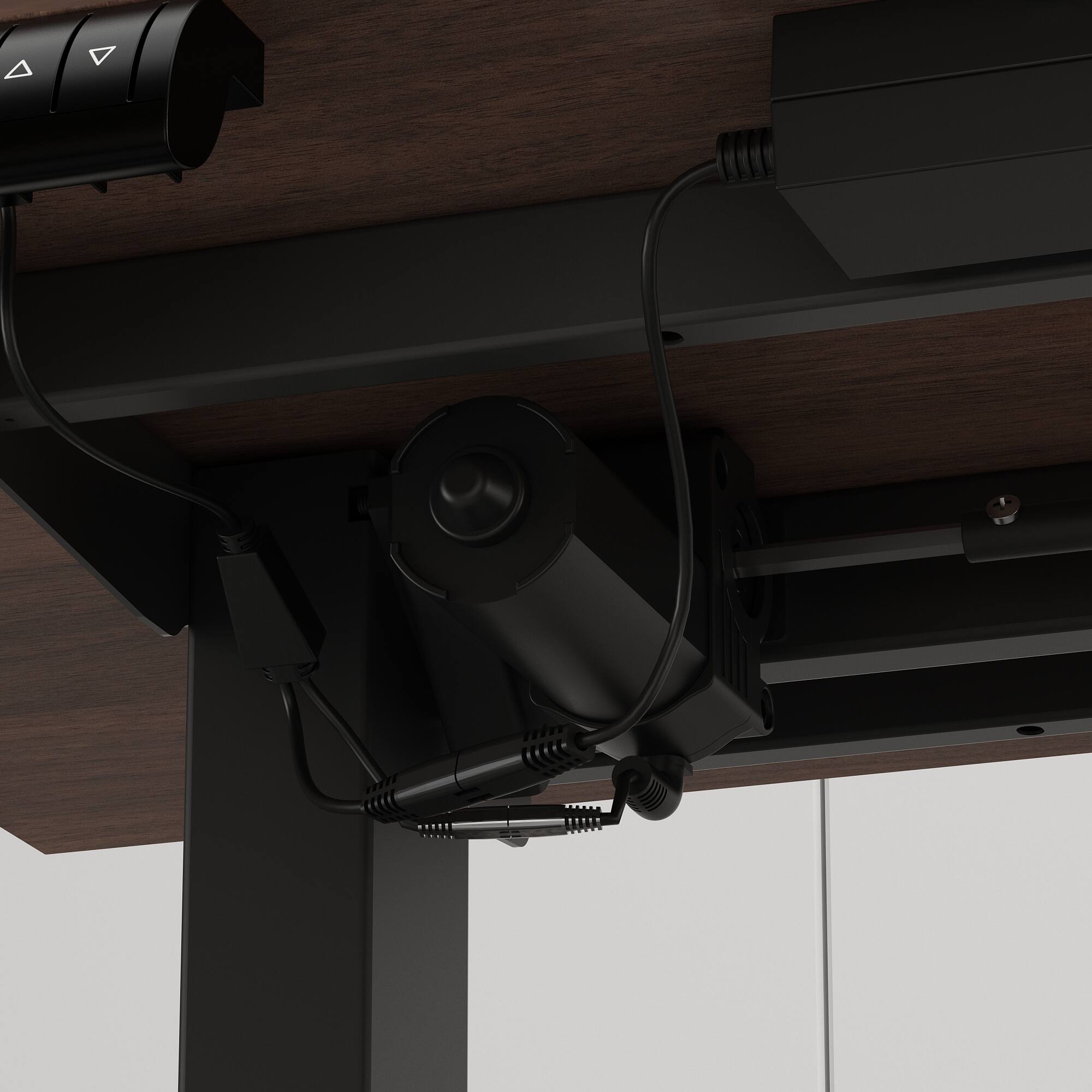 Alt View 4. FUFU&GAGA - FUFU&GAGA L - Shaped Electric Standing Desk - Adjustable Height, Home & Office Workstation - Brown & Black.