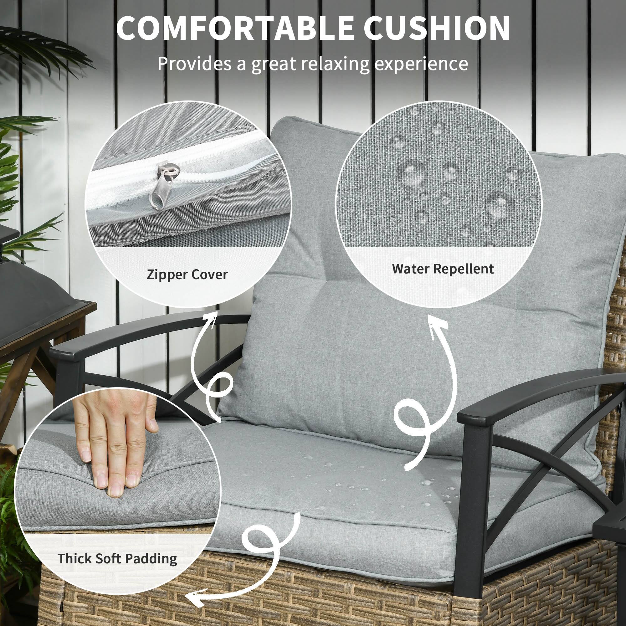 COMFORTABLE CUSHION
Provides a great relaxing experience
Zipper Cover
Water Repellent
Thick Soft Padding