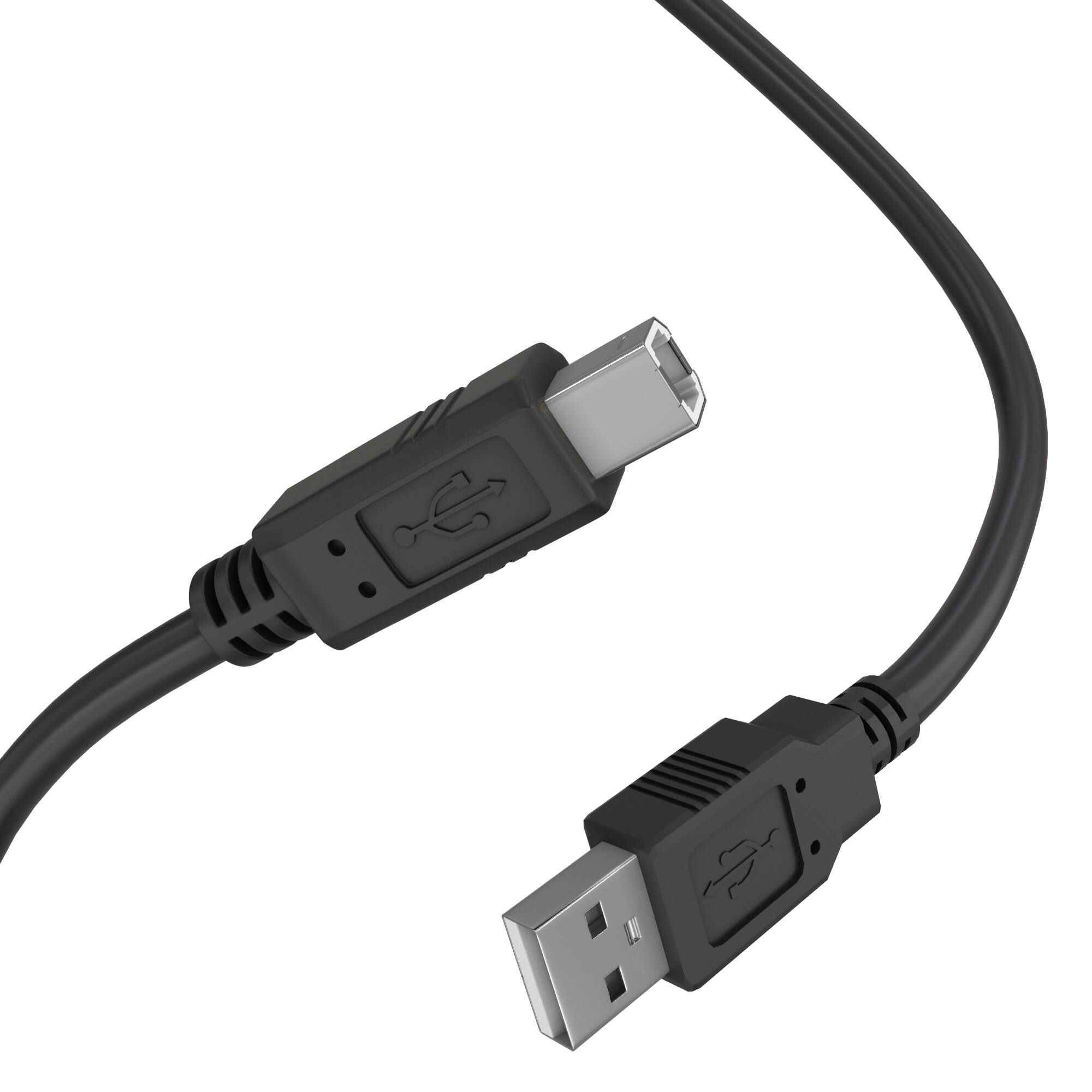 Alt View 1. Cmple.com - USB Printer Cable 10ft Black USB-A 2.0 Male to USB-B 480Mbps Gold-Plated Data Cord - Black.