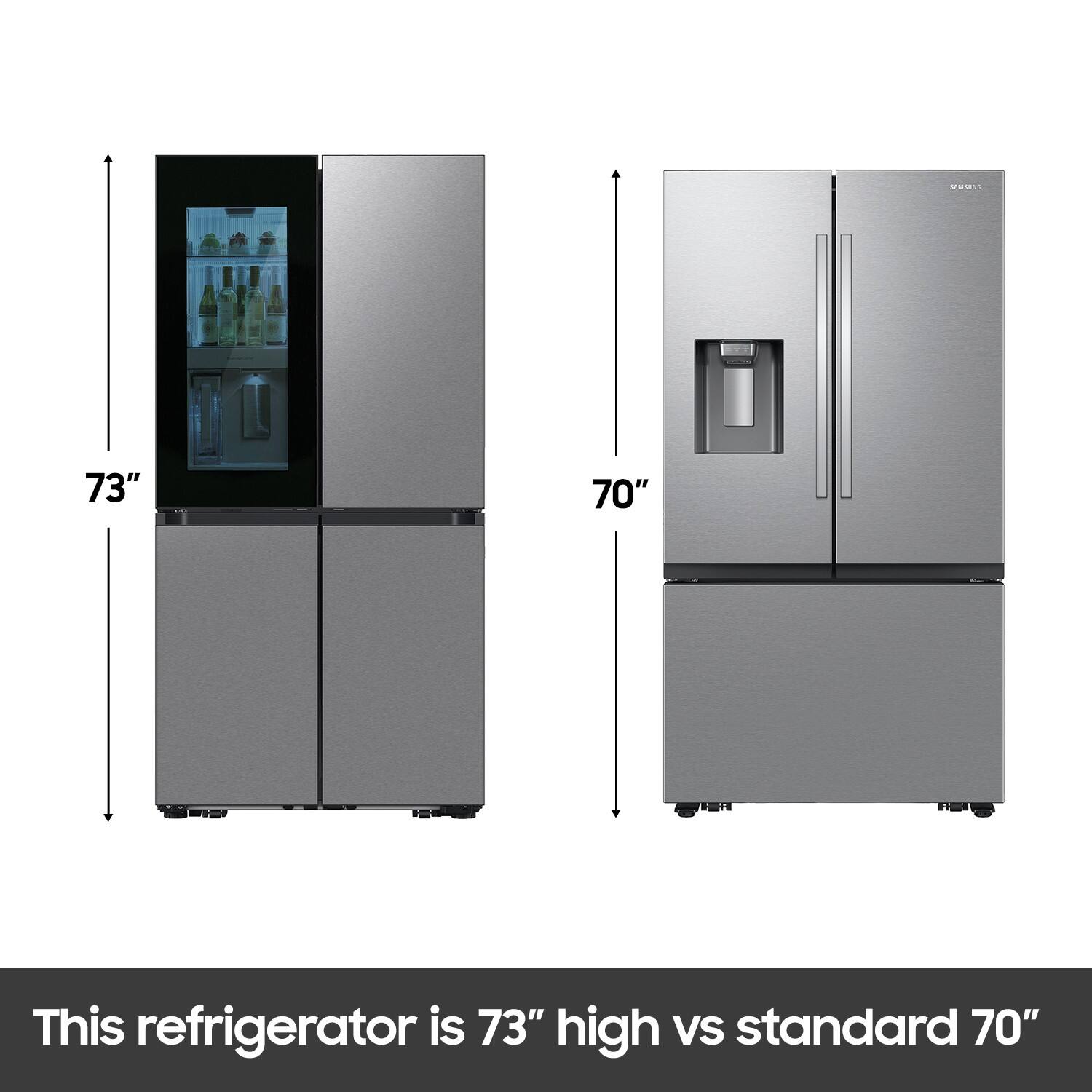 This refrigerator is 73" high vs standard 70"