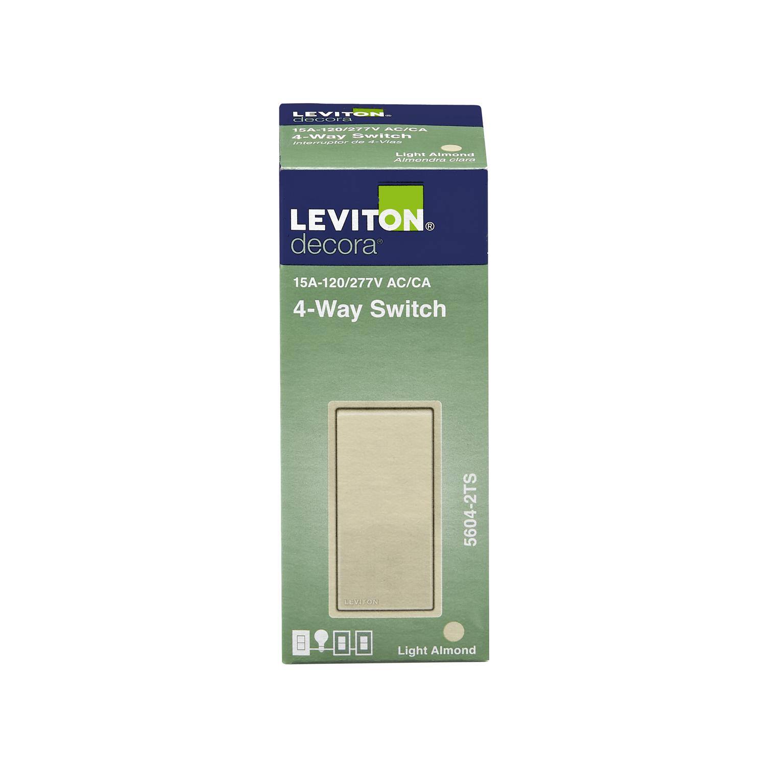 LEVITON decora 15A-120/277V AC/CA 4-Way Switch 5604-2TS  
Light Almond
