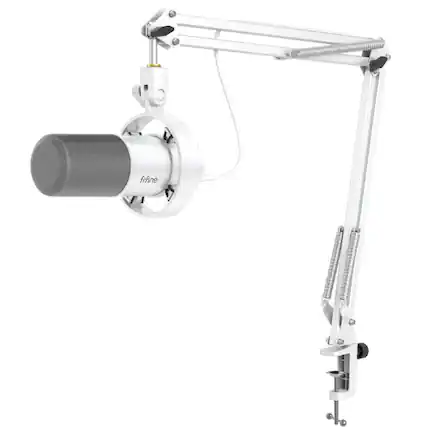 Front. FIFINE - FIFINE K688CT White Dynamic Microphone with Boom Arm, USB/XLR Podcast Mic, Mute Button, Headphone Jack.