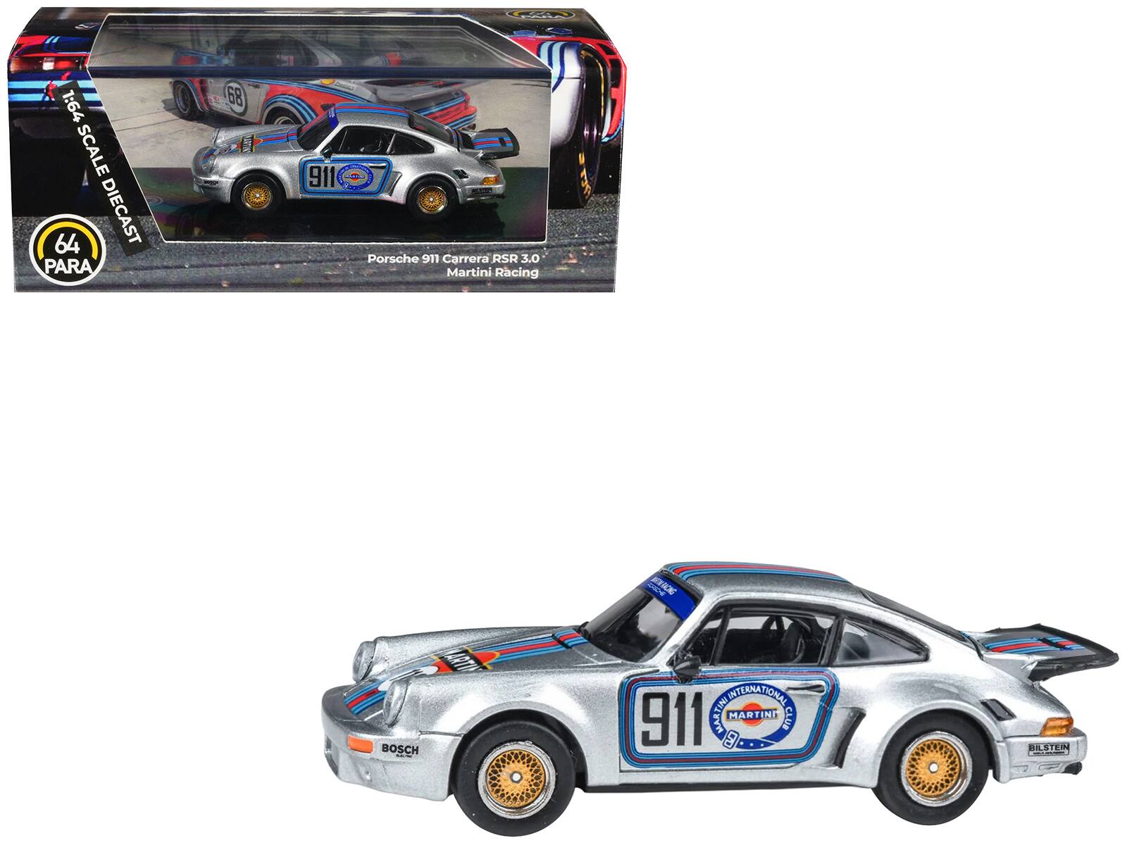 "Porsche 911 Carrera RSR 3.0 ""Martini Racing"" Silver Metallic with Stripes 1/64 Diecast Model Car by Paragon" price history on PriceWatchPro