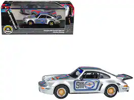 Porsche 911 Carrera RSR 3.0 "Martini Racing" Silver Metallic with Stripes 1/64 Diecast Model Car by Paragon