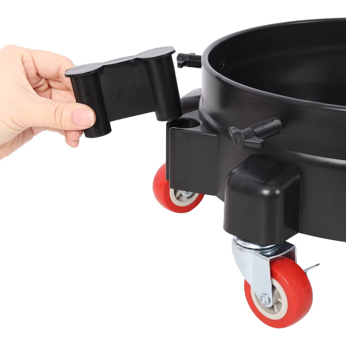 Alt View 6. Ropilly - Ropilly Car Wash Bucket Dolly, 11.25 Inch Bucket Dolly for 5 Gallon Buckets, Black Rolling Base with Locking Screws - Black.