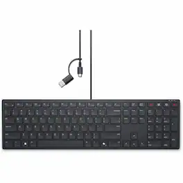 Dell - Wired Collaboration Keyboard - KB525C - Cable Connectivity - Full-size - USB Type C, USB Type A Interface - 15 Hot - Black