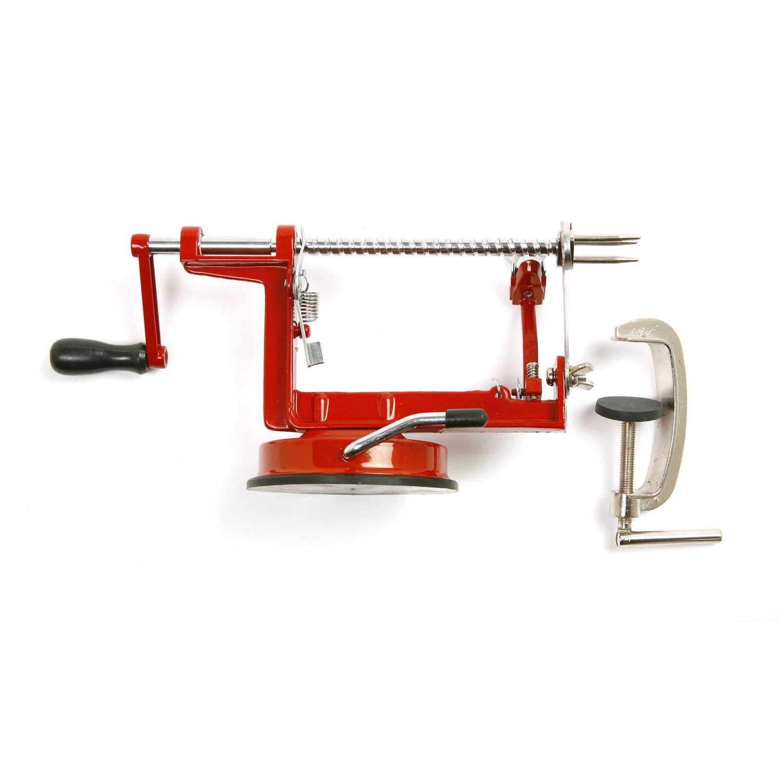 Front. Norpro - Apple-Master Parer, Slicer & Corer With Vacuum Base and Clamp for Rough Surfaces, Red - Red.