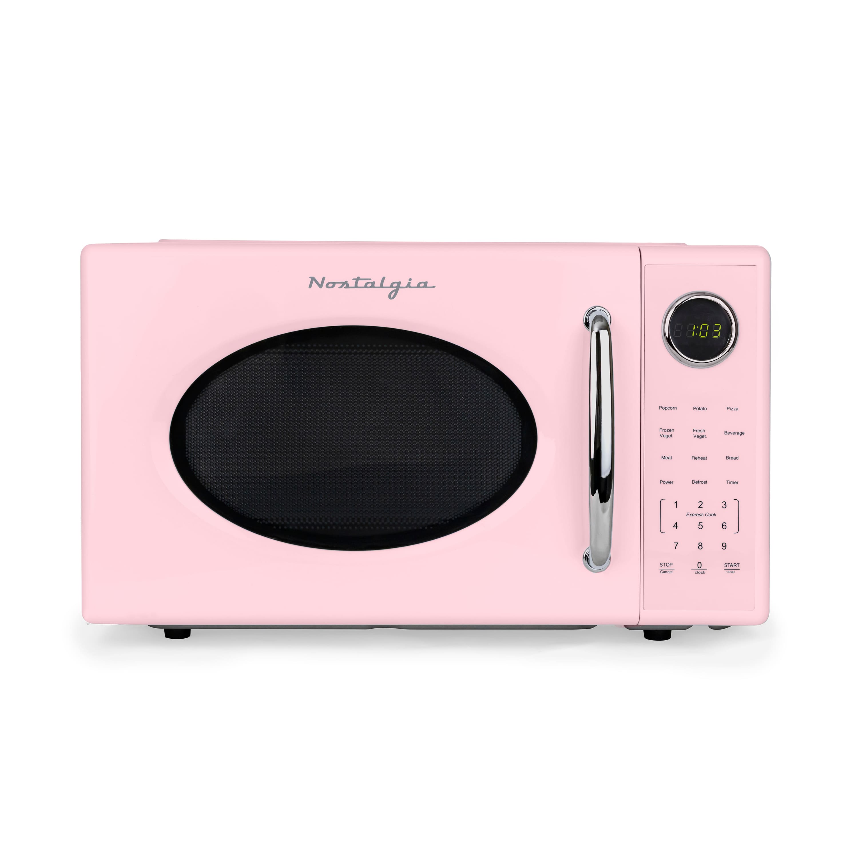 Nostalgia - Retro 1.1 cu. ft. 1000 - Watt Countertop Microwave - Pink