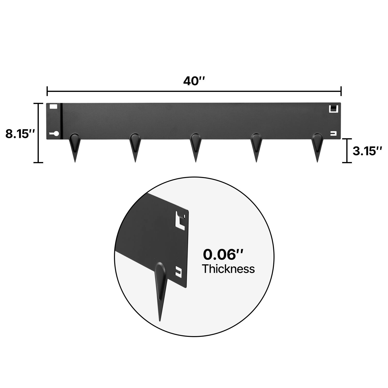 40" x 8.15" x 3.15" x 0.06" Thickness