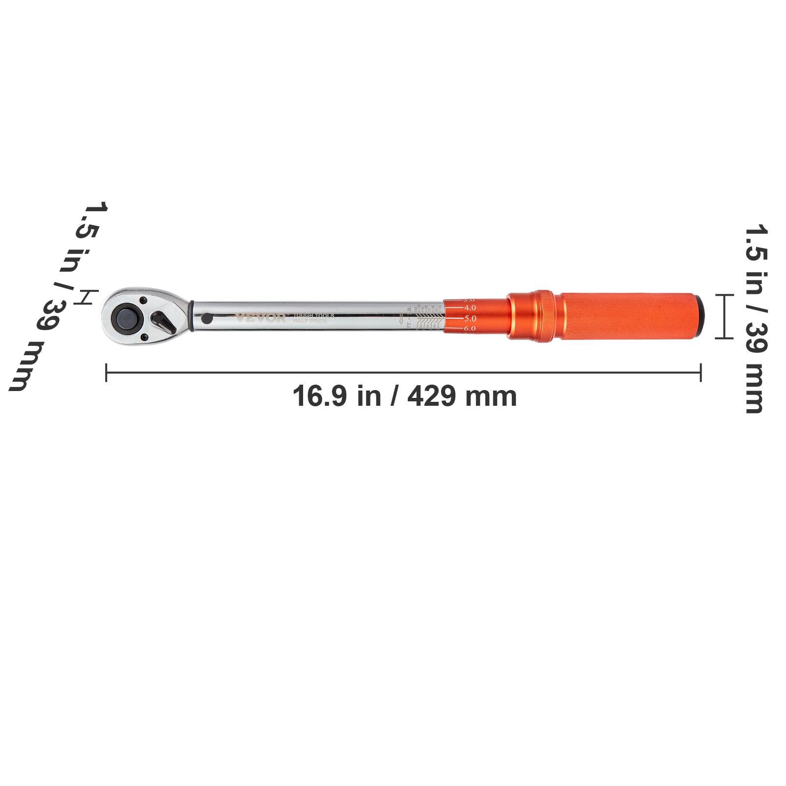 1.5 in / 39 mm  
16.9 in / 429 mm
