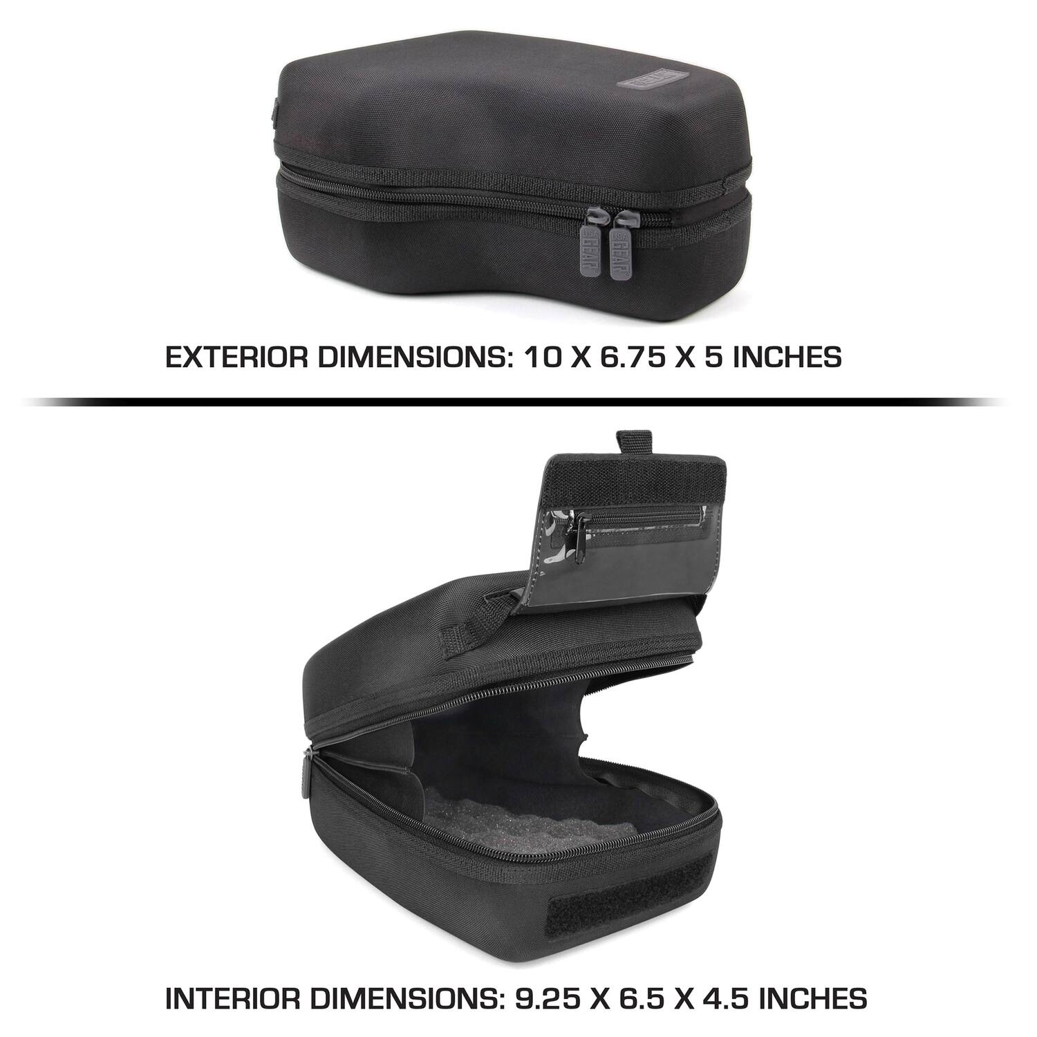 EXTERIOR DIMENSIONS: 10 X 6.75 X 5 INCHES

INTERIOR DIMENSIONS: 9.25 X 6.5 X 4.5 INCHES